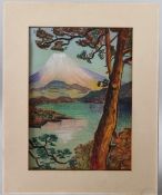 MANNER OF VAN GOGH View of a Volcano, possibly Mount Fuji coloured chalks unframed, 28 x 20cm