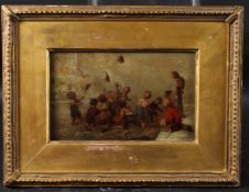 ALBERT LUDOVICI Children playing, oil on panel 12.5 x 20.5cm