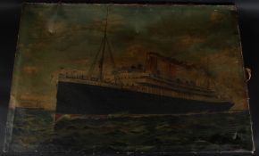 EARLY 20TH CENTURY Ocean liner Empress of Ireland signed indistinctly unframed (a/f) 69 x 104cm