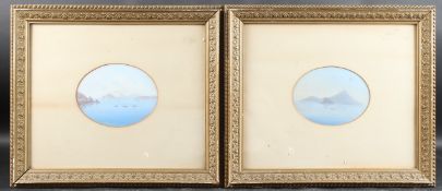 CONTINENTAL SCHOOL (19TH CENTURY) Pair of Mediterranean views, gouache, in oval mounts 14 x 18cm (