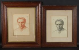 ALPHONSE LEGROS Portrait head of a man. two versions in sepia and grey, 33 x 25cm (2)