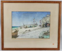 P McNEIL 'Deal Beach' pen, ink and watercolour, signed, dated 1951 in pencil 25 x 35cm