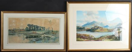 WILLIAM TATTON WINTER (1855-1928) Landscape with farm workers in the field, watercolour, inscribed