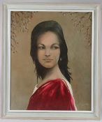 A MACARA (20TH CENTURY) Head and shoulder portrait of a woman oil on cnavs signed 60 x 49cm