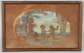 CONTINENTAL SCHOOL (LATE 19TH / EARLY 20TH CENTURY) Cherubs dancing in a clearing with Pan playing