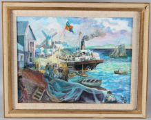 ROBIN GRAY 'Littlehampton 1913' historical view of the harbour, oil on canvas board, signed and