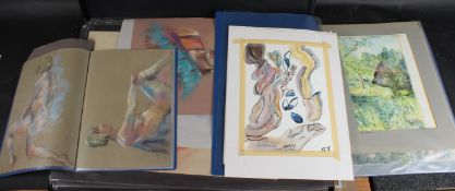 JOANNE THOMSON (1935-2024) Portfolio of life drawing studies, mostly coloured pastels. other life
