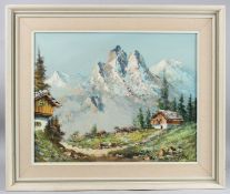FRANS HOOS (1884-1966) Alpine mountain view, oil on canvas, signed, 39 x 49.5cm