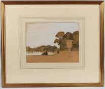 EARLY 20TH CENTURY View of a garden, watercolour, indistinctly inscribed and dated 10 Oct.'35 signed