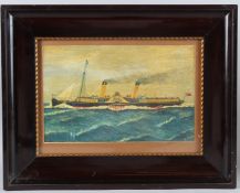 F TURTOR (LATE 19TH CENTURY) 'The Dandie passing through the Solent...' Sreamship at sea, oil on