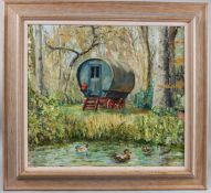 CAROL BROWSE 'Romany Rest' oil on board, signed, 42.5 x 47cm