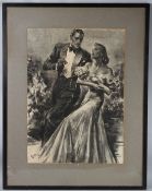 FLOYD MACMILLAN DAVIS (1896-1966) Stylish couple in evening dress, signed, 64 x 46cm
