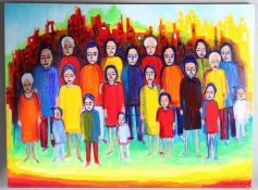 CELEST (CONTEMPORARY) 'Refugee Series /6', oil on canvas, signed and dated 2023, signed