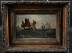 MARITIME SCHOOL (19TH CENTURY) Ships at sea, oil on panel 14 x 22cm