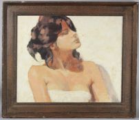 LATE 20TH CENTURY SCHOOL Portrait of a woman head and shoulders bathed in light oil on canvas, 50