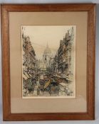 LUIGI KASIMIR (1881-1962) Fleet Street, London, coloured etching, c.1930 signed in pencil 53.5 x