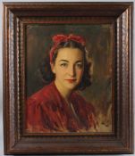 HENRIQUE MEDINA (1901-1988) Portrait of a lady, oil on canvas, reverse inscribed ''Charlotte Ann