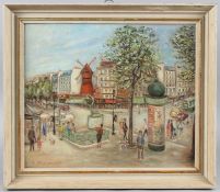 ALEXANDRE POUSTYNNIKOFF (b.1942) Parisian street scene, oil on board, signed 26 x 31cm