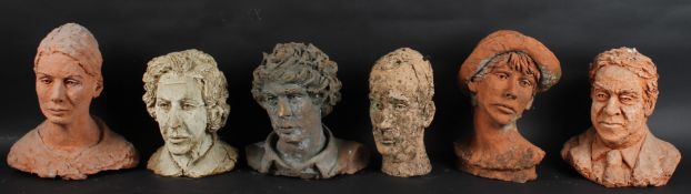 JOANNE THOMSON (1935-2024) Six ceramic portrait heads tallest 38cm