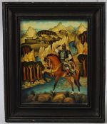 A SHESTAK (20TH CENTURY) 'On Guard' oil on artists board signed with a monogram, 15.5 x 12cm