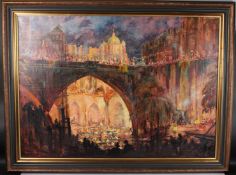 RAYMOND THOMAS JOSEPH BARROW (1884-1975) Moonlit Fiesta oil on canvas, signed, 73 x 103cm