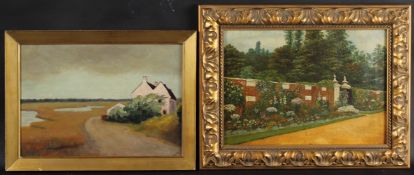 ELLWOOD (LATE 19TH CENTURY / EARLY 20TH) Flower border, oil on canvas, 27.5 x 39cm and another of