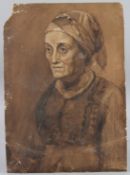 ATTRIBUTED TO JAMES ABBOT MACNEILL WHISTLER Portrait of a woman. watercolour, signed with a monogram