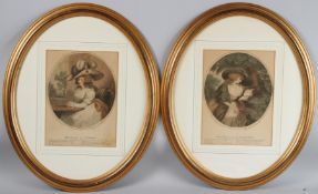 J R SMITH AFTER GEORGE MORLAND 'Delia in Town' and 'Delia in the Country' pair of prints, 28.5 x