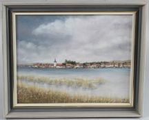 20TH CENTURY View of Bosham harbour, oil on canvas board, signed with a monogram and dated '92
