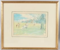 LEIGH PARY 'Badminton House Cross Country'' watercolour, signed. artist's label on backing board, 15