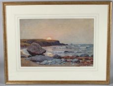 JOHN MCDOUGAL (1880-1934) 'Sunset Anglesey coast, Penrhyn Point' watercolour signed and dated 1923