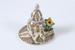 A TURKISH KUTAHYA INKWELL. 12cms high.