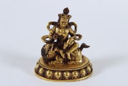A FINE GILT ALLOY TIBETAN PALDEN LHAMO. 8cms high.
