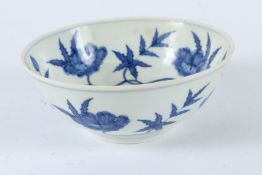 A CHINESE BLUE AND WHITE BOWL. 18cms diameter.