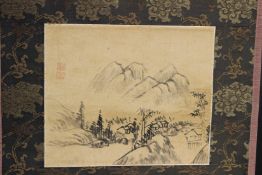 A JAPANESE SCROLL, TOYOHIKO 1773-1845. Image 17cms x 21cms, in a wooden box. PROVENANCE:Christies