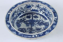 A CHINSE REPUBLICAN BLUE AND WHITE BOWL. 26cms diameter.