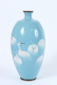 A JAPANESE CLOISONNE ENAMEL VASE with a design of Egrets, MEIJI PERIOD. 23cms high.