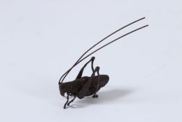 A JAPANESE BRONZE OKIMONO LONG HORN BEETLE. 6cms.