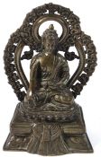 A GOOD BRONZE STATUE OF SHAKYAMUNI BUDDHA. 16cms high.