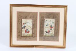 A PAIR OF EARLY 20TH CENTURY PERSIAN PAINTINGS signed by Imami. Each 22cms x 14cms.