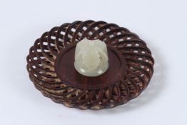 A VERY FINE 19TH CENTURY CHINESE JADE OPENWORK CARVING depicting a small tree with a wooden open wor