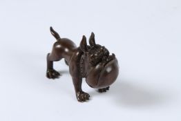 A JAPANESE BRONZE DOG. 8cms.