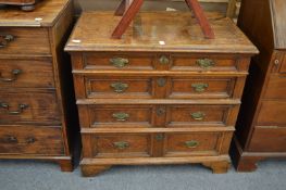 An 18th century oak four drawer chest, in two parts.