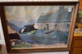 Skelton, white washed cottages, colour prints, a pair.