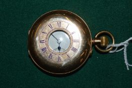 A 9ct gold half hunter pocket watch.