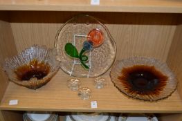 A collection of six pieces of Finnish glassware.