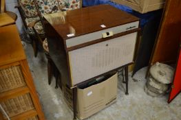 An Ekco Octave 9 record player together with a box of records.