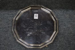A presentation silver salver.