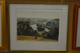 Edward King, view of The Thames from Richmond Hill, colour etching.