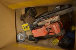 A Lucas silver King of the Road bicycle lamp and other items.